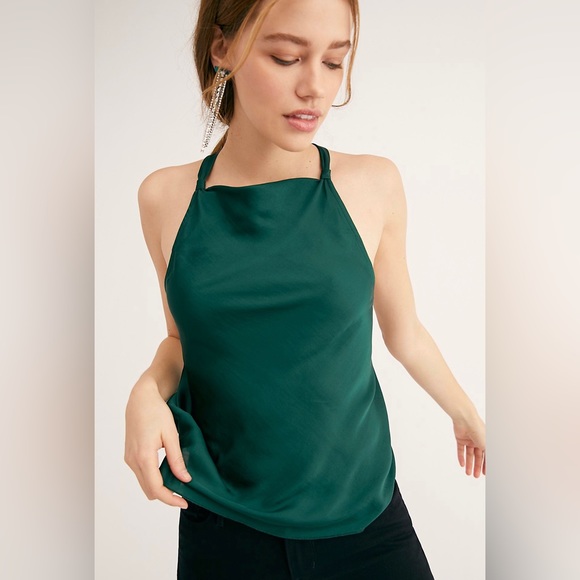 Free People Tops - Free People Jemma Tank in Green Satin